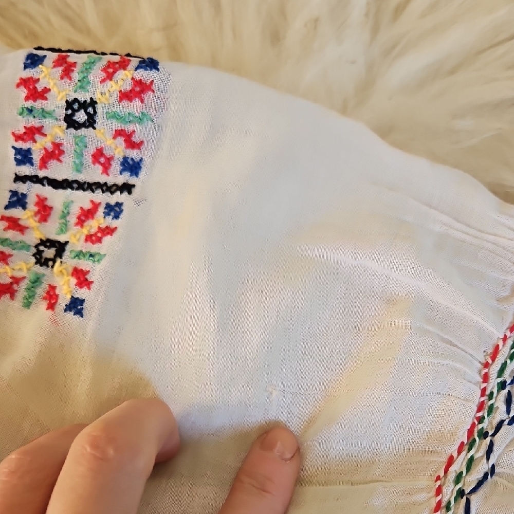 Vintage Hungarian Hand Embroidered Peasant Blouse - image 7
